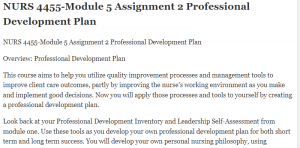 NURS 4455-Module 5 Assignment 2 Professional Development Plan