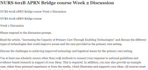 NURS 601B APRN Bridge course Week 2 Discussion