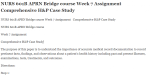 NURS 601B APRN Bridge course Week 7 Assignment Comprehensive H&P Case Study