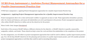 NURS 8302 Assignment 1 Applying Project Management Approaches for a Quality Improvement Practice Gap