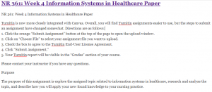 NR 361: Week 4 Information Systems in Healthcare Paper