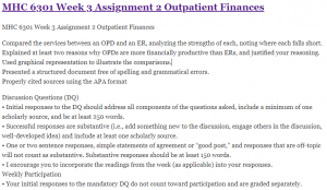 MHC 6301 Week 3 Assignment 2 Outpatient Finances