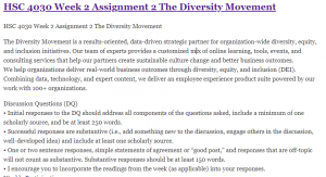 HSC 4030 Week 2 Assignment 2 The Diversity Movement