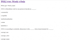 POLI 330- Week 3 Quiz