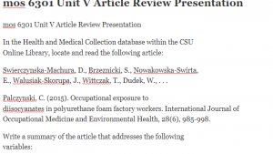 mos 6301 Unit V Article Review Presentation