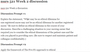 nurs 521 Week 2 discussion