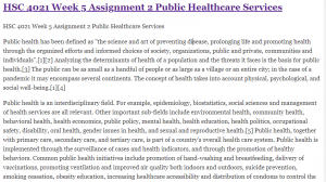 HSC 4030 Week 1 Assignment 3 Health Disparity