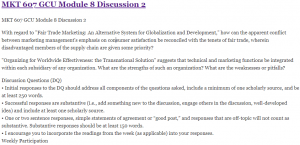 MKT 607 GCU Module 8 Discussion 2