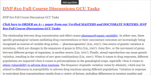 DNP 810 Full Course Discussions GCU Tasks