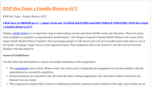 DNP 810 Topic 1 Family History GCU
