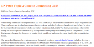 DNP 810 Topic 4 Genetic Counseling GCU