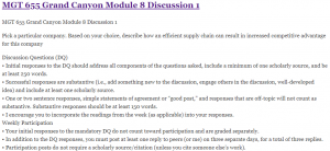 MGT 655 Grand Canyon Module 8 Discussion 1