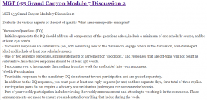 MGT 655 Grand Canyon Module 7 Discussion 2