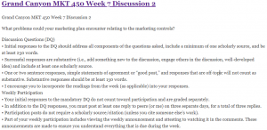 Grand Canyon MKT 450 Week 7 Discussion 2