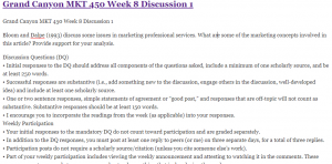 Grand Canyon MKT 450 Week 8 Discussion 1