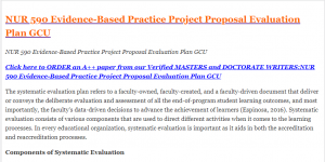 NUR 590 Evidence-Based Practice Project Proposal Evaluation Plan GCU