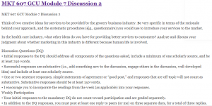 MKT 607 GCU Module 7 Discussion 2