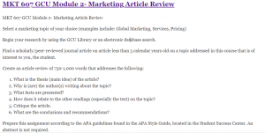 MKT 607 GCU Module 2- Marketing Article Review