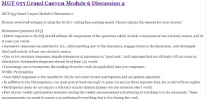 MGT 655 Grand Canyon Module 6 Discussion 2