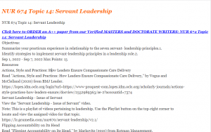 NUR 674 Topic 14 Servant Leadership