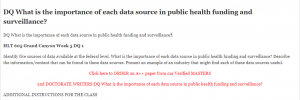 DQ What is the importance of each data source in public health funding and surveillance?