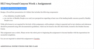Public Health Presentation Assignment