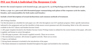 PSY 210 Week 6 Individual The Response Cycle