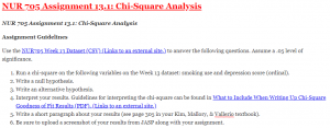 NUR 705 Assignment 13.1: Chi-Square Analysis