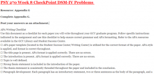 PSY 270 Week 8 CheckPoint DSM-IV Problems