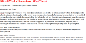 NR 508 Week 1 Discussions 1 (Part Three)