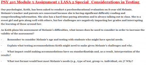 PSY 415 Module 5 Assignment 1 LASA 2 Special Considerations in Testing