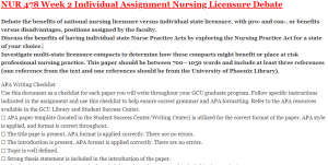NUR 478 Week 2 Individual Assignment Nursing Licensure Debate