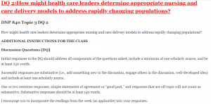 DQ 2:How might health care leaders determine appropriate nursing and care delivery models to address rapidly changing populations?