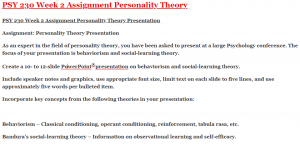 PSY 230 Week 2 Assignment Personality Theory