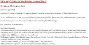 PSY 265 Week 2 CheckPoint Appendix B