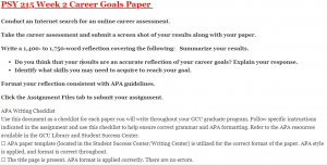 PSY 215 Week 2 Career Goals Paper