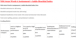 NSG 6020 Week 6 Assignment 3 Ankle-Brachial Index
