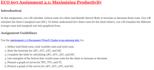 ECO 605 Assignment 2.1: Maximizing Productivity