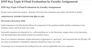 DNP 835 Topic 8 Final Evaluation by Faculty Assignment
