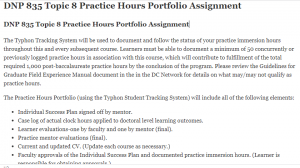 DNP 835 Topic 8 Practice Hours Portfolio Assignment