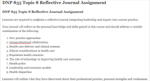DNP 835 Topic 8 Reflective Journal Assignment