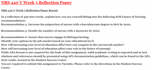 NRS 440 V Week 3 Reflection Paper