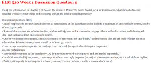 ELM 520 Week 1 Discussion Question 1