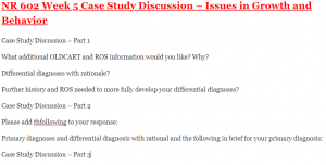 NR 602 Week 5 Case Study Discussion – Issues in Growth and Behavior