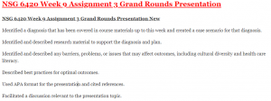 NSG 6420 Week 9 Assignment 3 Grand Rounds Presentation