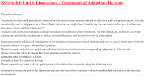 NU670-8D Unit 6 Discussion – Treatment of Addiction Herzing
