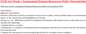 NUR 492 Week 5 Assignment Human Resources Policy Presentation