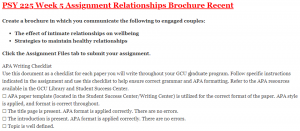 PSY 225 Week 5 Assignment Relationships Brochure Recent