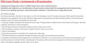 NSG 6440 Week 3 Assignment 2 Hypertension