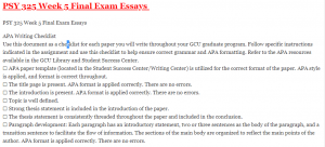 PSY 325 Week 5 Final Exam Essays